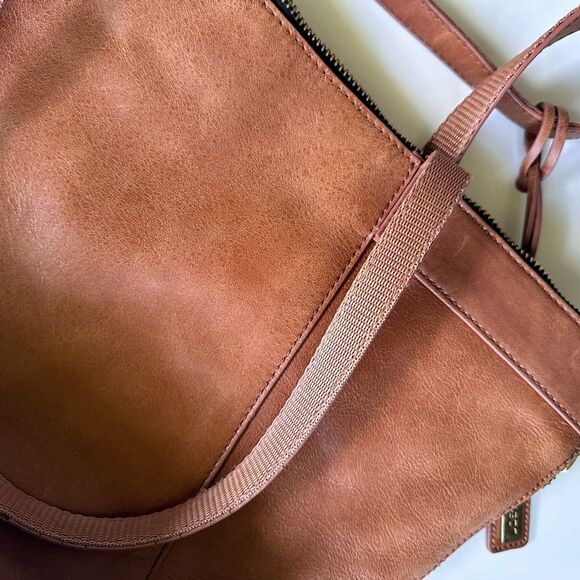 Joe’s Jeans Expandable Saddle Brown Leather Tote / Shoulder Bag - Picture 14 of 16